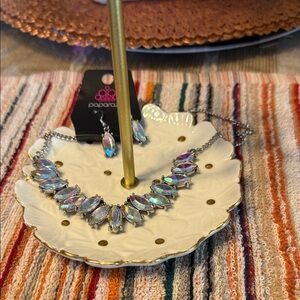 Paparazzi Silver Necklace with Iridescent Accents